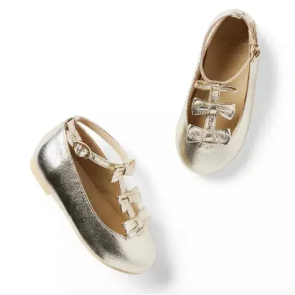 Janie and Jack 100048101 Collections Metallic Bow Ballet Flat NWT size 4